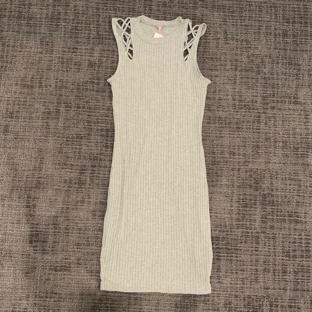 Grey Ribbed Tank Dress